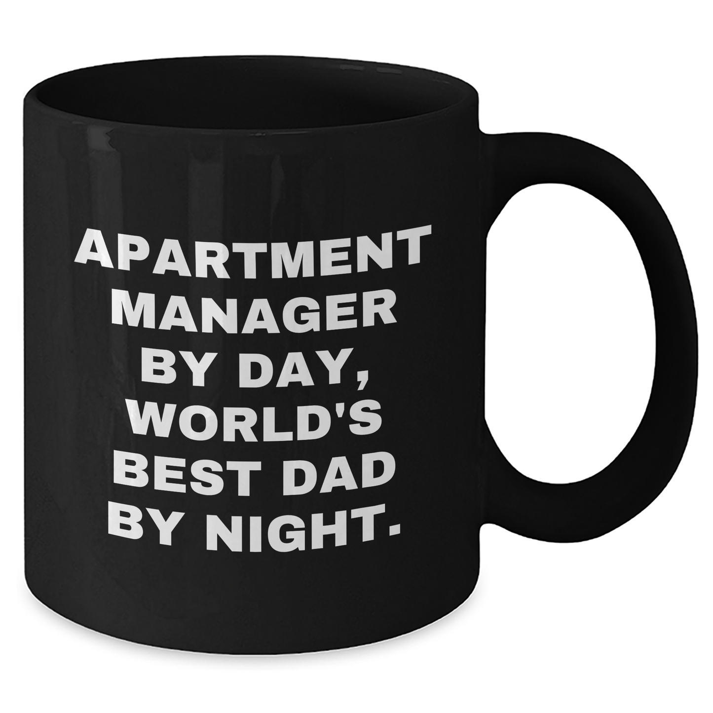Funny Apartment Manager Gifts by Day, World's Best Dad by Night - Black Coffee Mug for Dad's Special Day - Additional