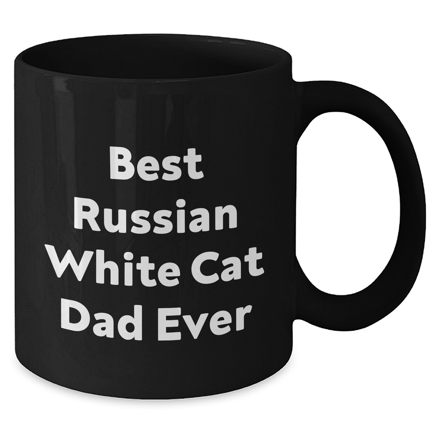 Funny Russian White Cat Dad Ever Gifts for Men from Family - Black Coffee Mug - Additional