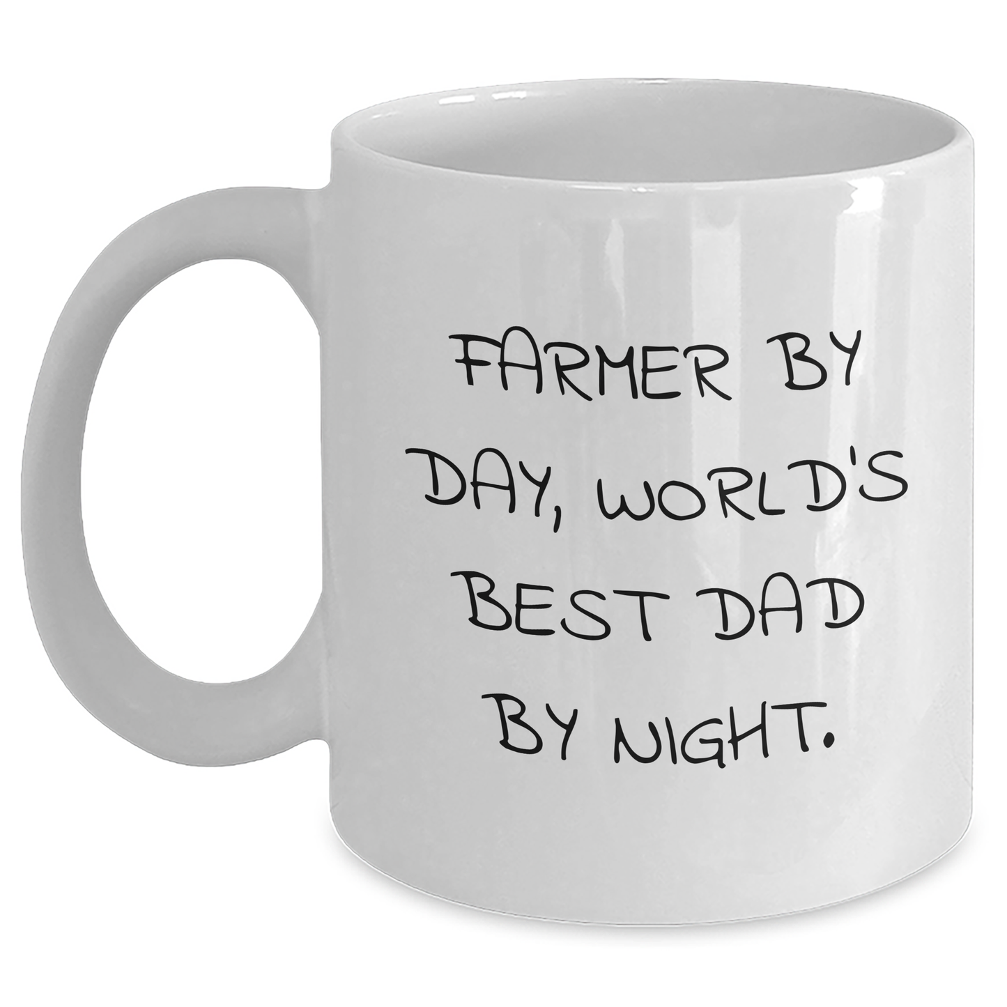 Farmer by Day, World's Best Dad by Night, Funny White Coffee Mug Gifts for Father's Day from Men to Family - Main