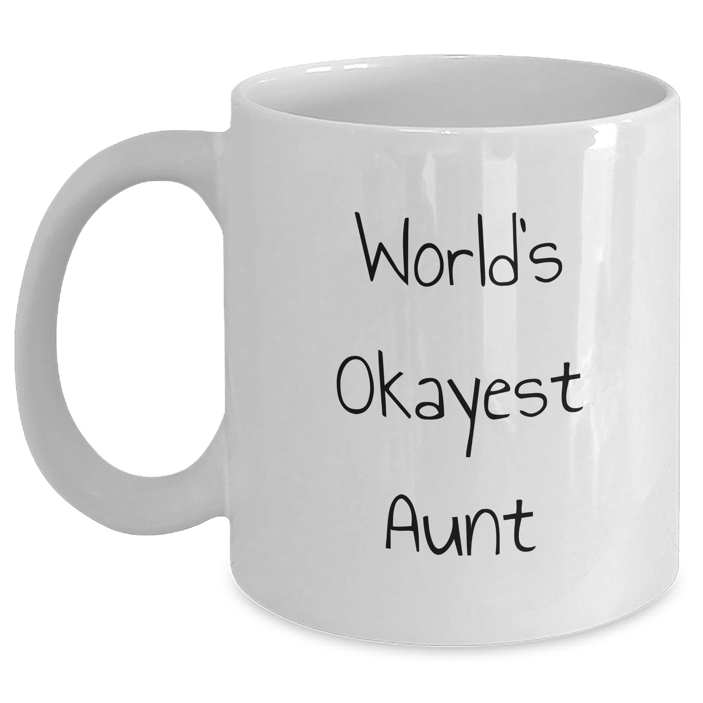 Funny Aunt Gifts, World's Okayest Aunt White Coffee Mug, Graduation Unique Gifts for Her from Family - Main