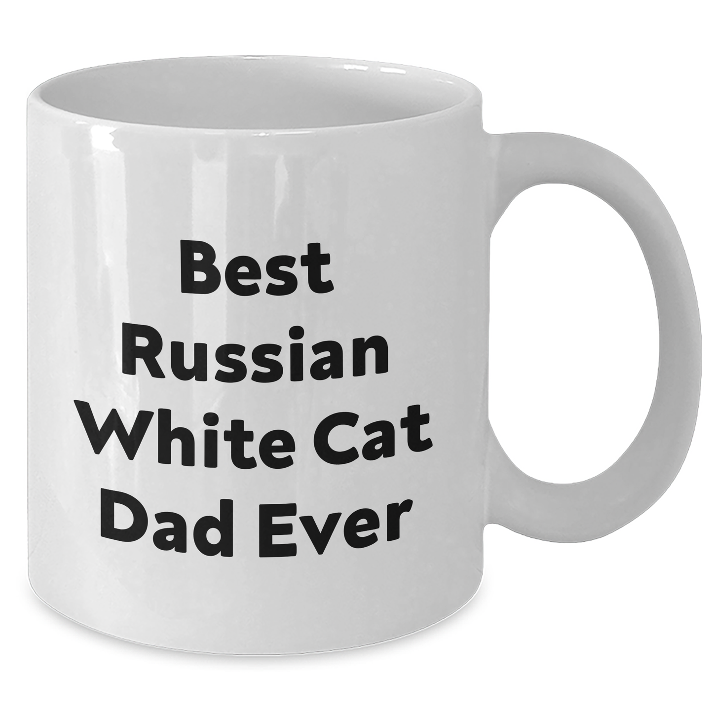 Funny Russian White Cat Dad Ever - White Coffee Mug Gifts from Family to Men on Father's Day - Additional