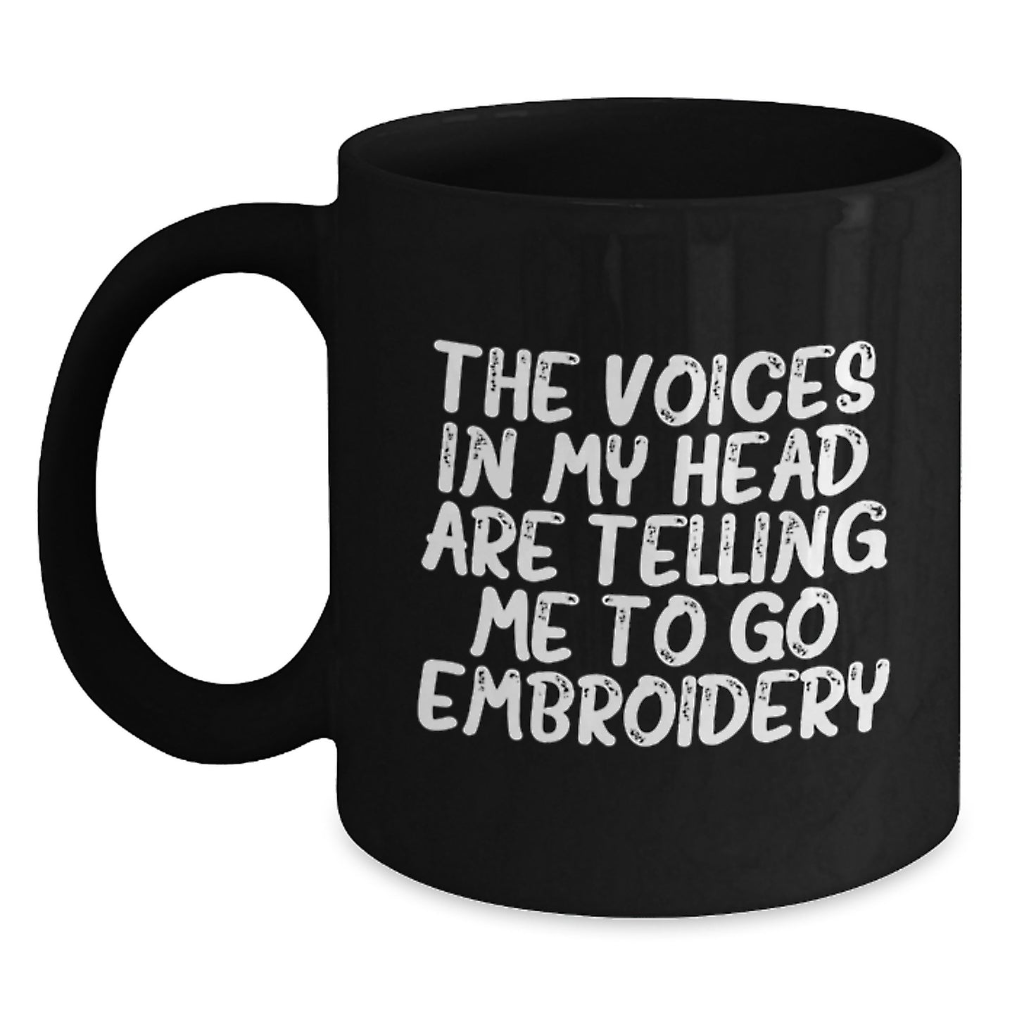 Funny Embroidery Gifts from Friends, Unique Black Coffee Mug for Embroidery Enthusiasts, Graduation Unique Gifts in Black - Main