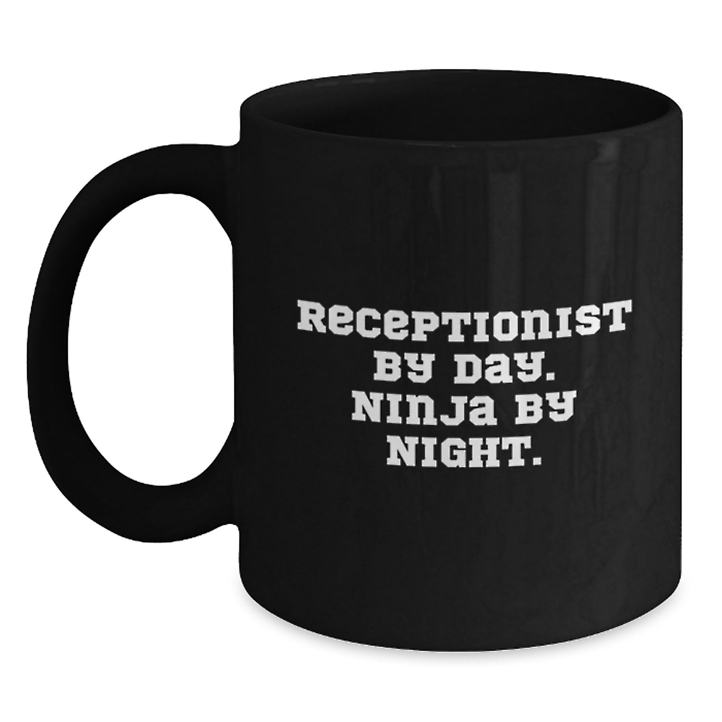 Receptionist Gifts, Black Coffee Mug, Funny Quote, Graduation Unique Gifts from Coworkers to Receptionist - Main