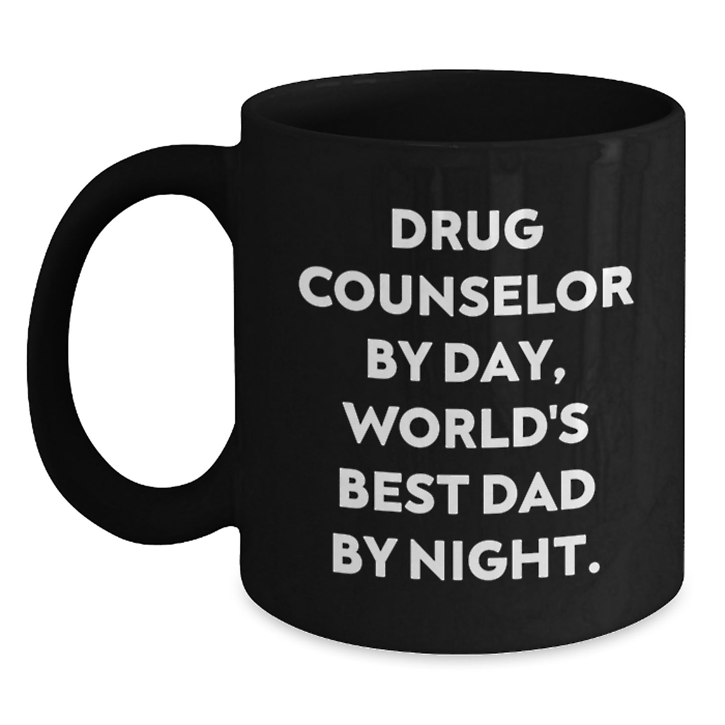 Funny Drug Counselor Gifts for Him or Her, Black Coffee Mug, 'Drug Counselor By Day, World's Best Dad By Night', Graduation Unique Gifts from Family, Friends or Coworkers - Main