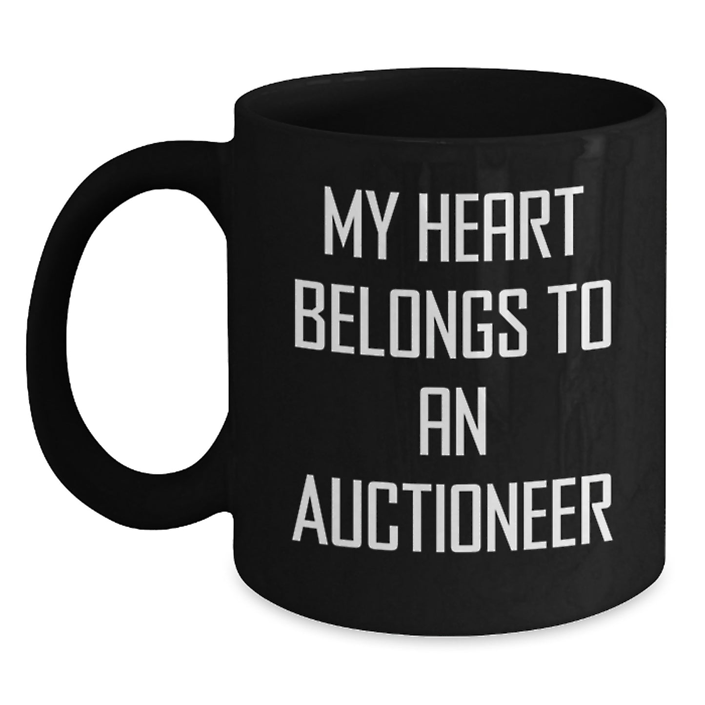 Funny Auctioneer Gifts for Men - My Heart Belongs To An Auctioneer, Black Coffee Mug, Birthday Unique Gifts from Friends or Family - Main