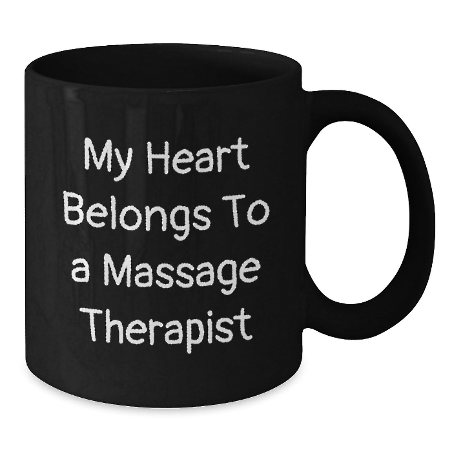 Funny Massage Therapist Gifts from Friends, 'My Heart Belongs To A Massage Therapist', Graduation Unique Gifts for Massage Therapist, Black Coffee Mug - Additional