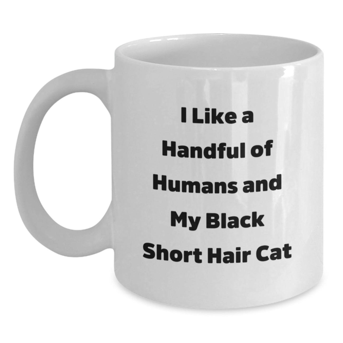 Funny Black Short Hair Cat Lovers Gifts from Family to Graduating Friends and Coworkers, White Coffee Mug - Main