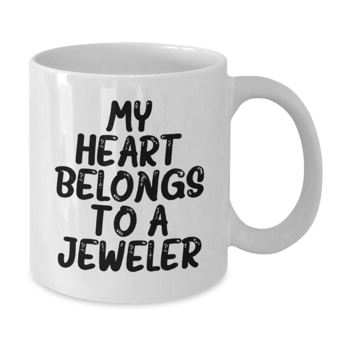 Funny Jeweler White Coffee Mug, 'My Heart Belongs To A Jeweler' Graduation Gifts for Jeweler, Gifts from Family, Unique White Coffee Mugs for Men and Women - Additional