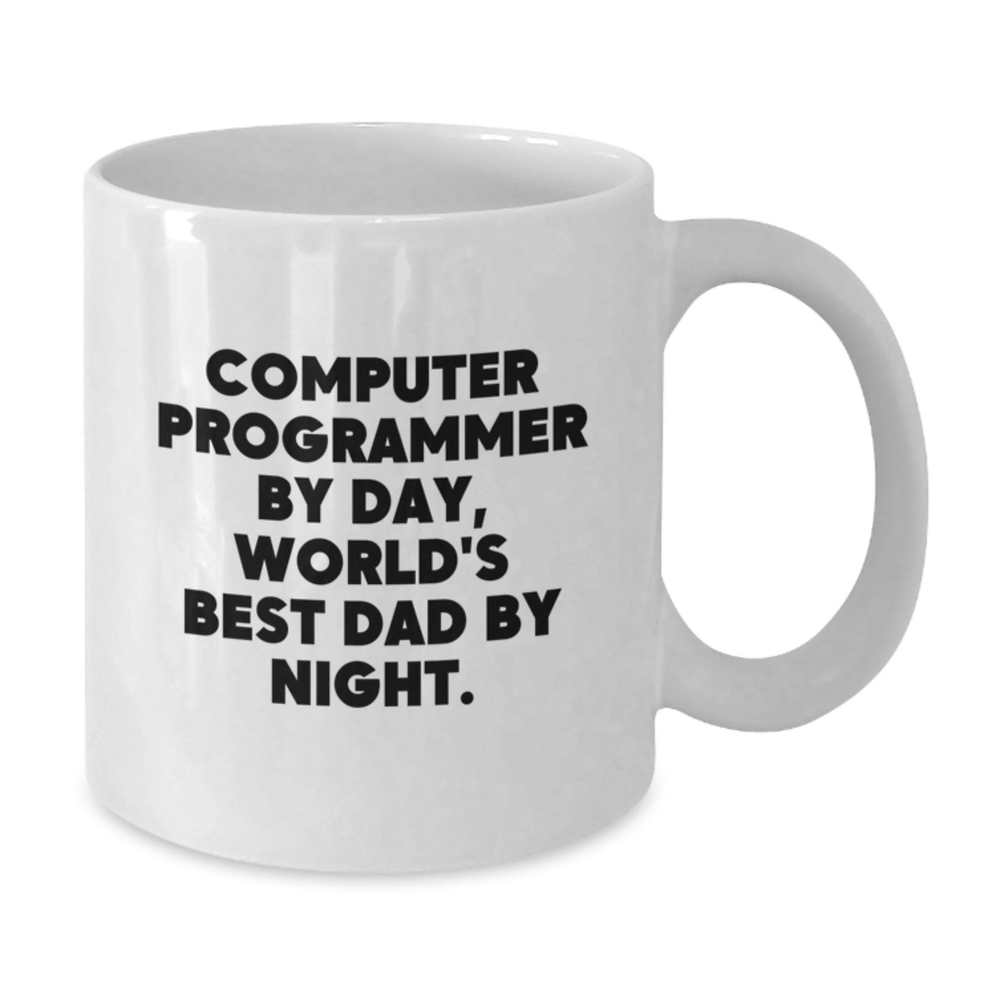 Funny Computer Programmer Gifts for Men, White Coffee Mug 'Computer Programmer By Day, World's Best Dad By Night.', Gifts from Family, Gifts for Graduation - Additional