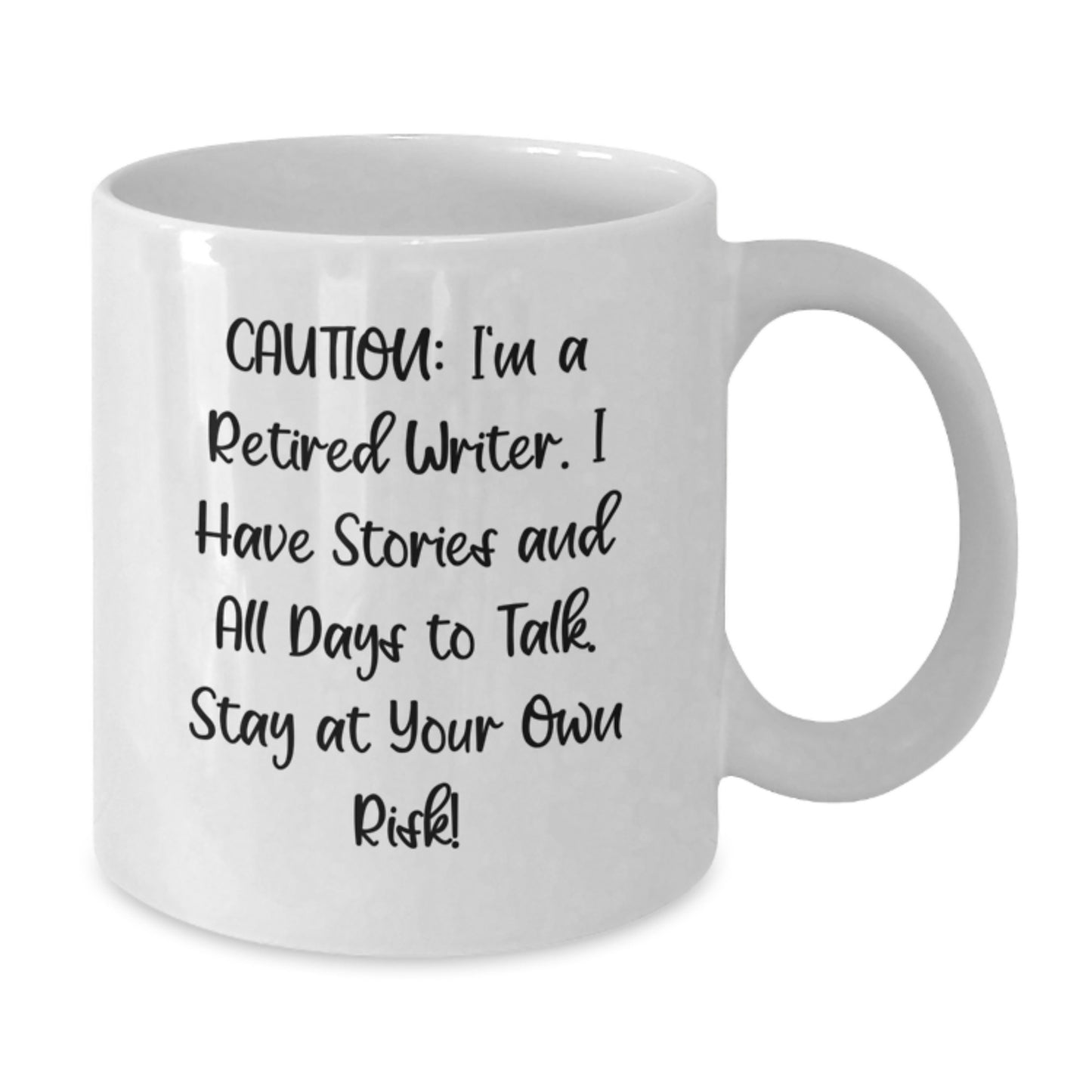 Writer's Warning Funny Gift from Friends for Men Birthday Unique White Coffee Mug, Stay At Your Own Risk!, Perfect for Writers, 11oz or 15oz Capacity, Ceramic, Microwave, and Dishwasher Safe - Additional