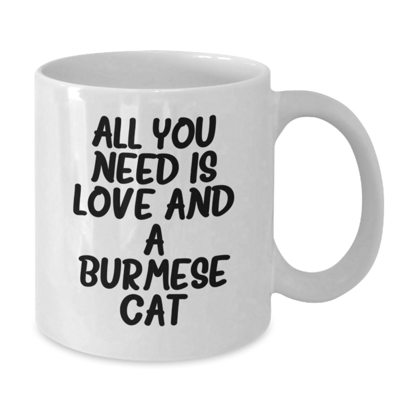 Funny Burmese Cat Lovers Gifts from Family to Friends, White Coffee Mug for Birthday, All You Need Is Love And A Burmese Cat - Additional