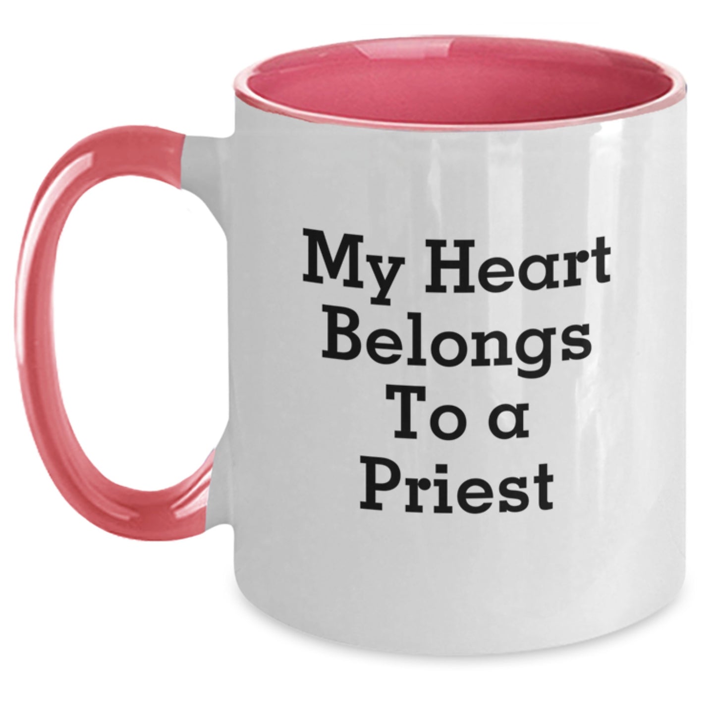 Funny Priest Gifts - My Heart Belongs To A Priest Two Tone Coffee Mug, Graduation Unique Gifts for Men from Friends, Coworkers, Family - Main