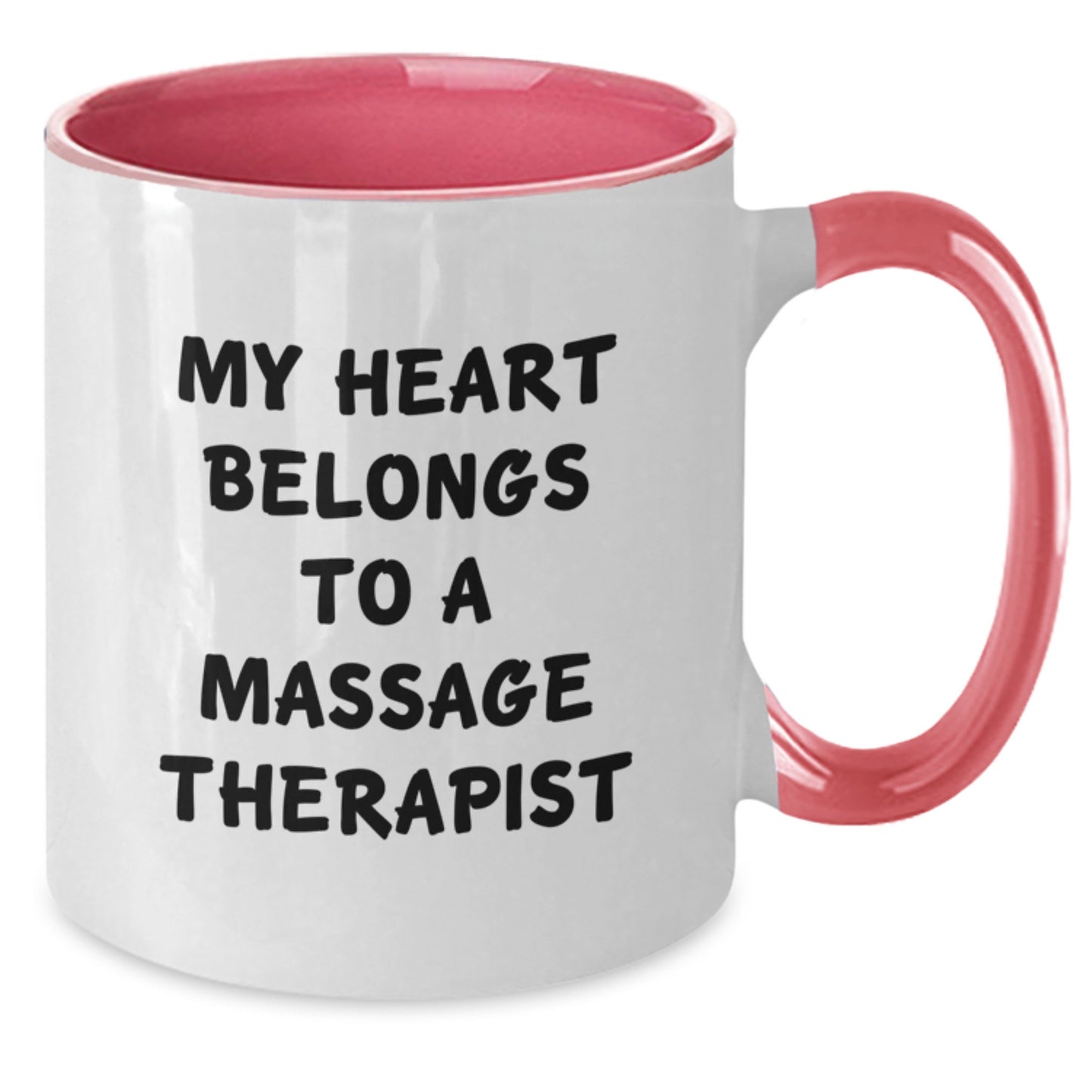 Funny Massage Therapist Gifts from Friends to Massage Therapist Graduation Unique Gifts - 'My Heart Belongs To A Massage Therapist' Two Tone Coffee Mug - Additional