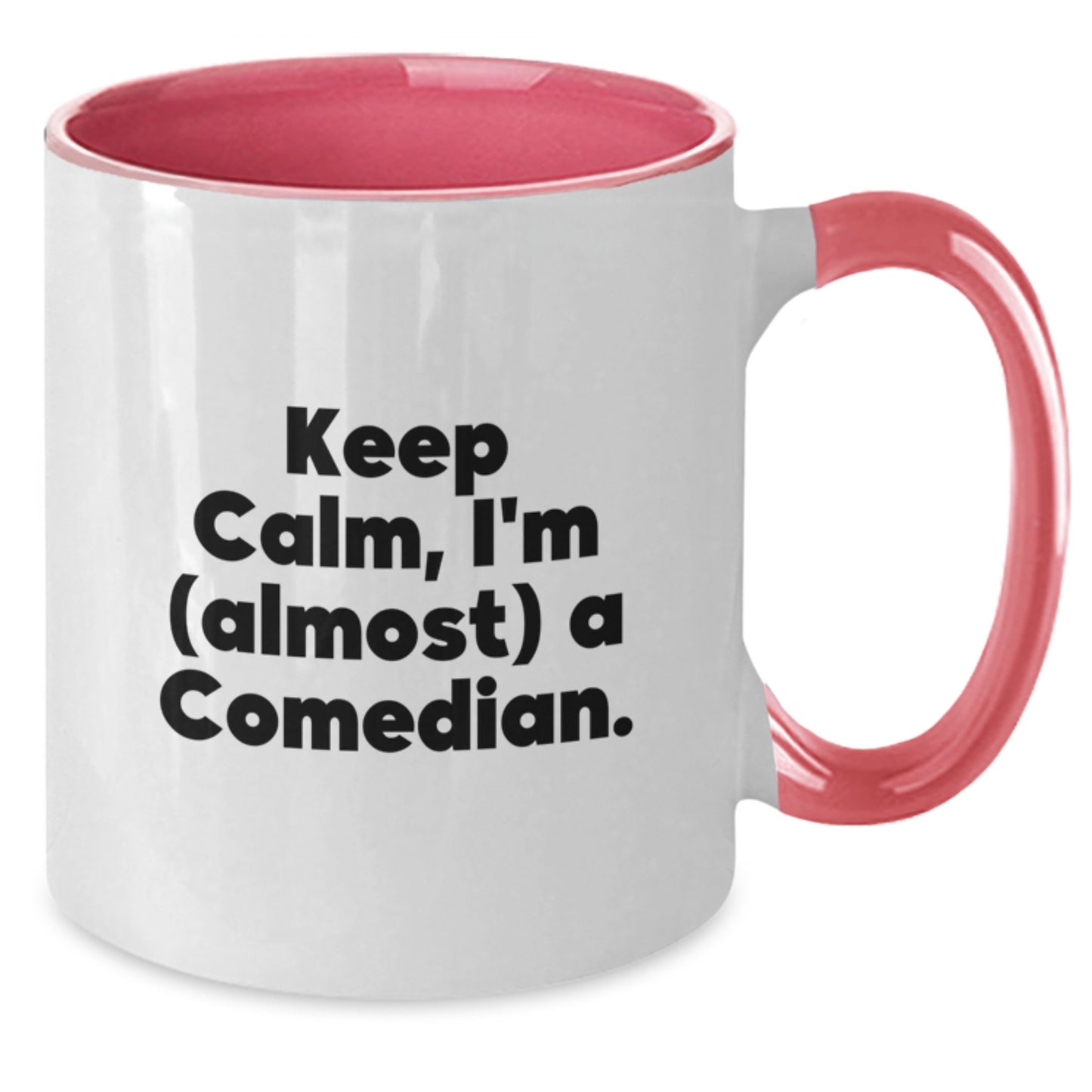 Funny Comedian Gifts from Friends for Him, Unique Two Tone Coffee Mug, 'Keep Calm, I'm (almost) A Comedian.' Quote, Microwave and Dishwasher Safe, 11oz Ceramic Mug, Graduation Unique Gifts - Additional