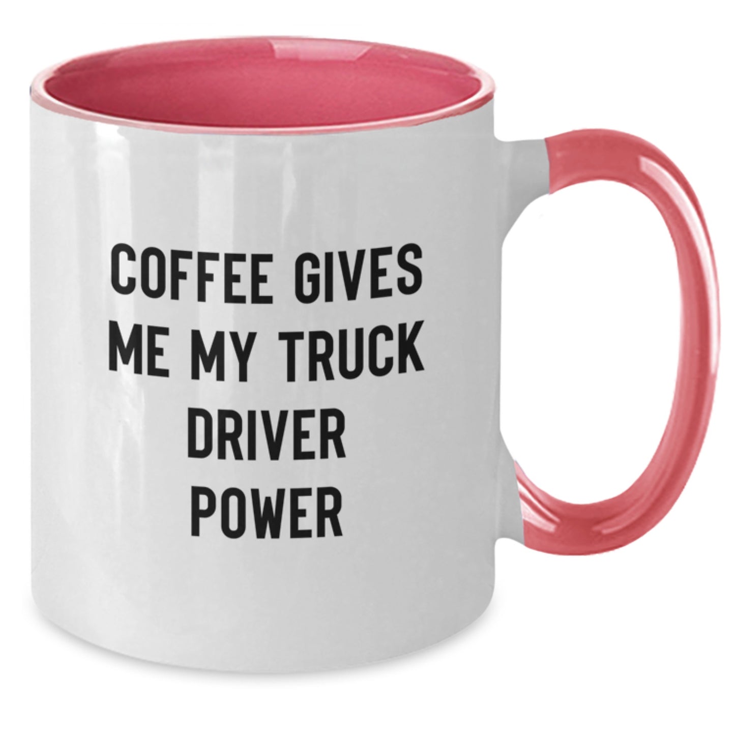 Funny Coffee Mugs for Truckers - Gifts from Friends for Birthday Men, 'Coffee Gives Me My Truck Driver Power' Quote, Two Tone Ceramic Mug, Microwave and Dishwasher Safe - Additional