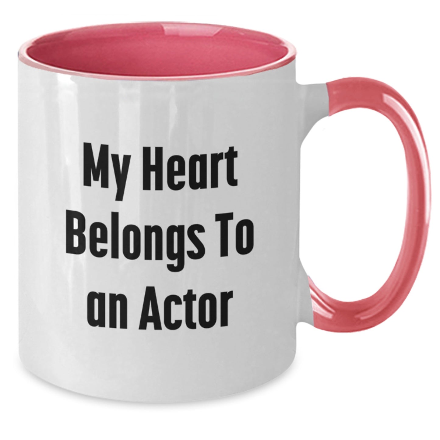 Funny Actor Gifts from Friends and Family - My Heart Belongs To An Actor Two Tone Coffee Mug, Birthday Unique Presents - Additional