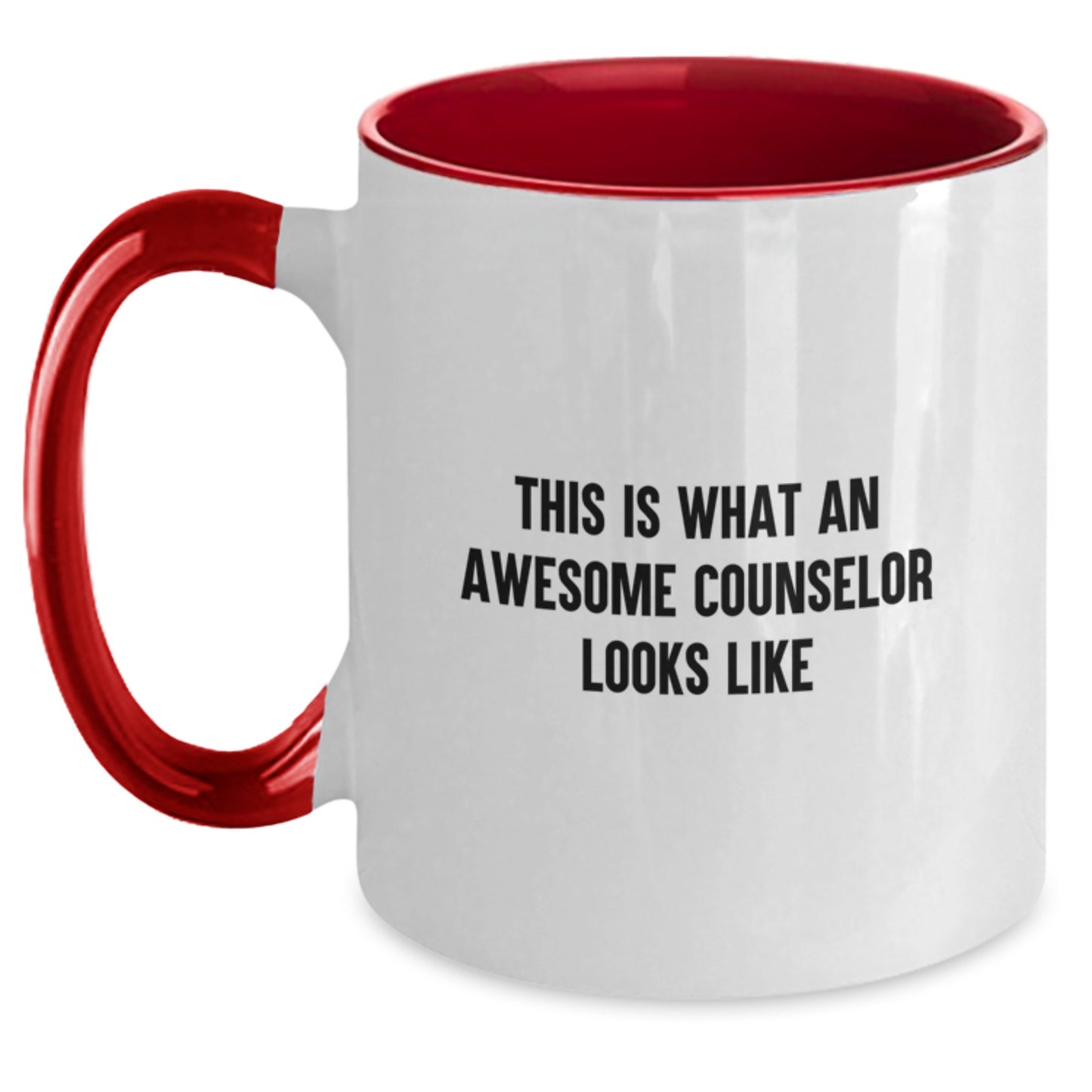 Funny Counselor Gifts from Friends for Birthday - Two Tone Coffee Mug with Quote 'This Is What An Awesome Counselor Looks Like' - Main