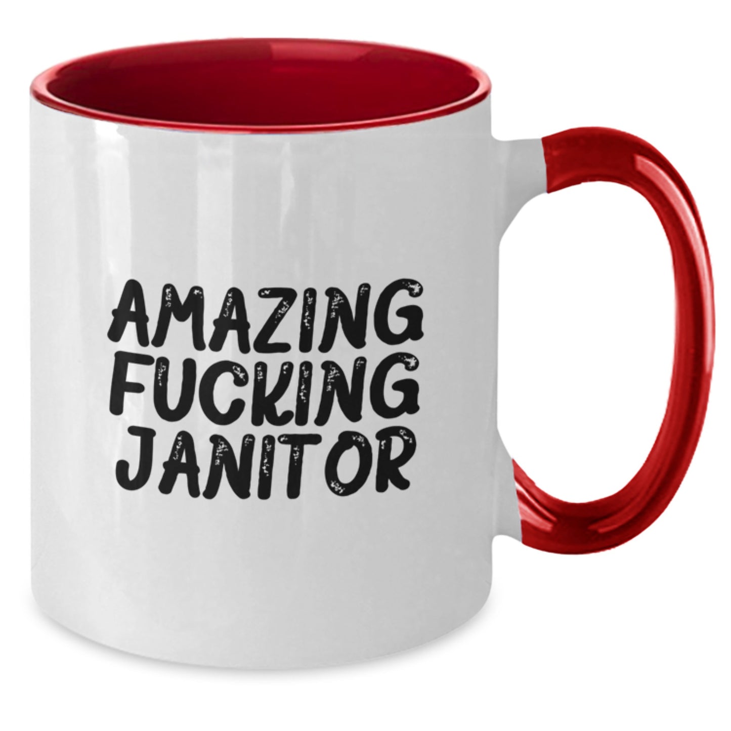 Funny Janitor Gifts, Two Tone Coffee Mug with Inspirational 'Amazing F--king Janitor' Quote, Gifts from Men to Friends for Graduation - Additional