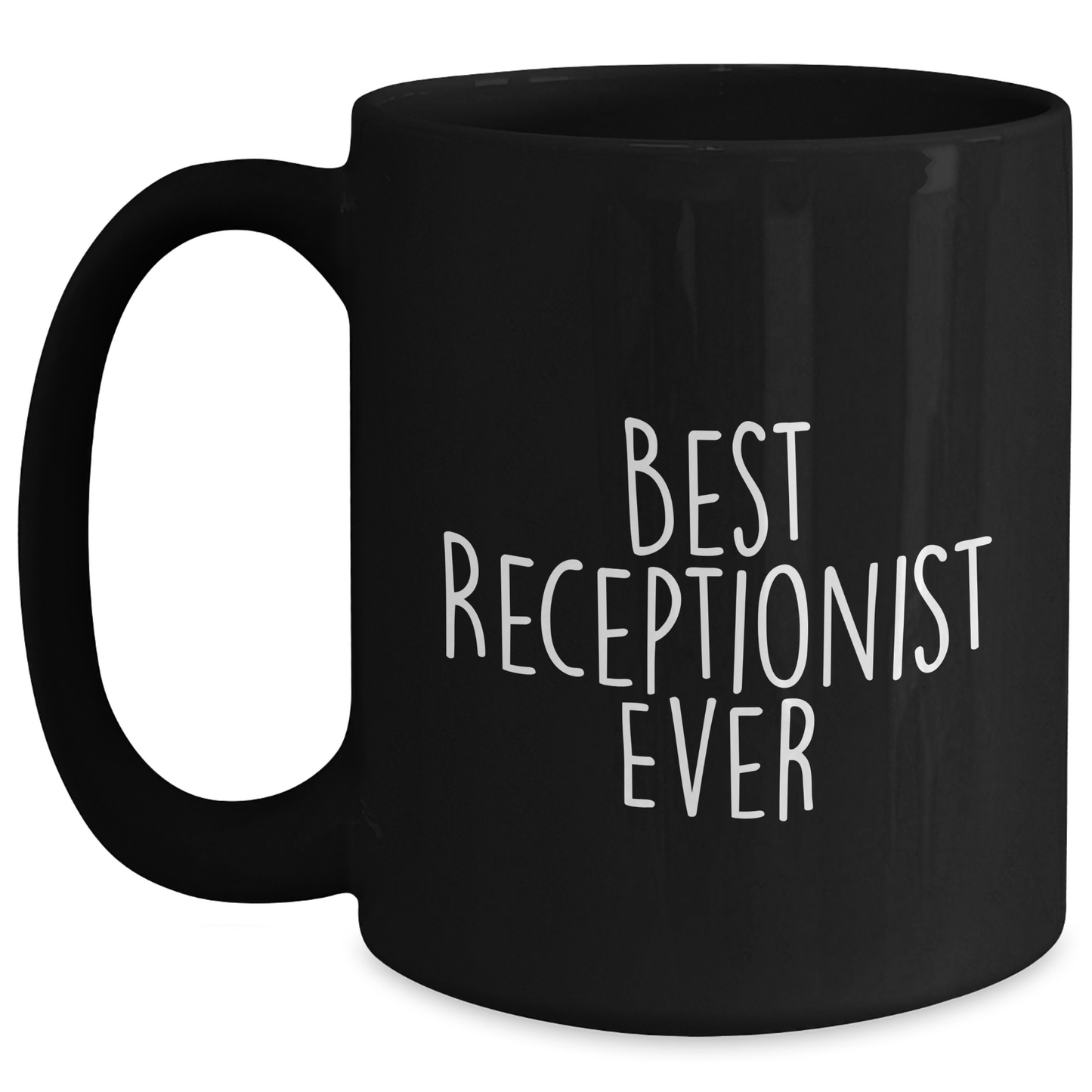 Funny Best Receptionist Ever Gifts for Receptionist Black Coffee Mug from Coworkers, 11oz or 15oz, Microwave and Dishwasher Safe - Main