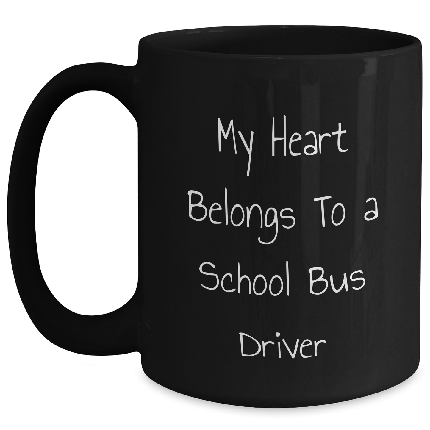 Funny School Bus Driver Gifts, My Heart Belongs To A School Bus Driver Black Coffee Mug, Graduation Unique Gifts from Friends and Family - Main