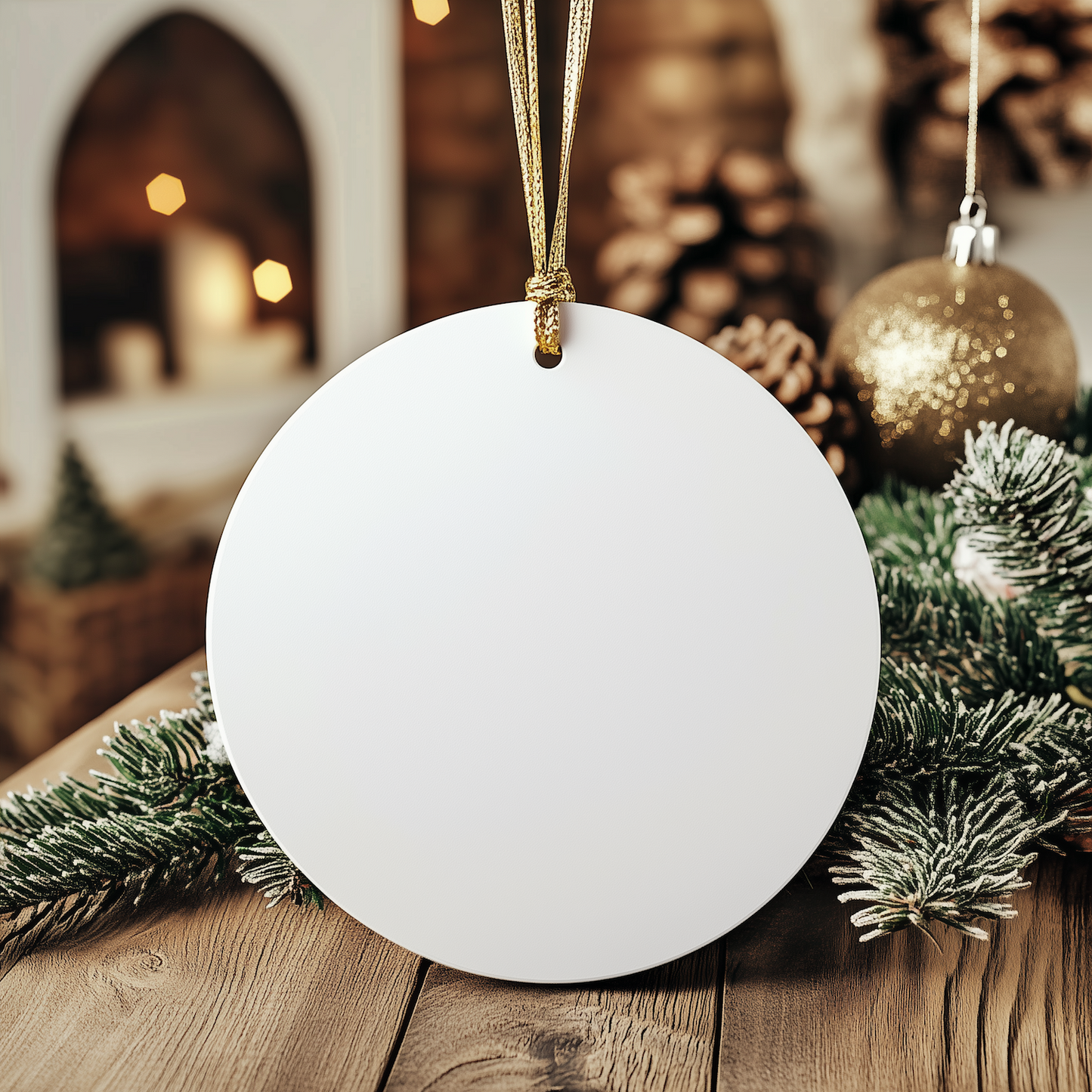 Gifts for Crocheting Enthusiasts - Eat. Sleep. Crocheting. Repeat. White Circle Ornament for Christmas - Image 3