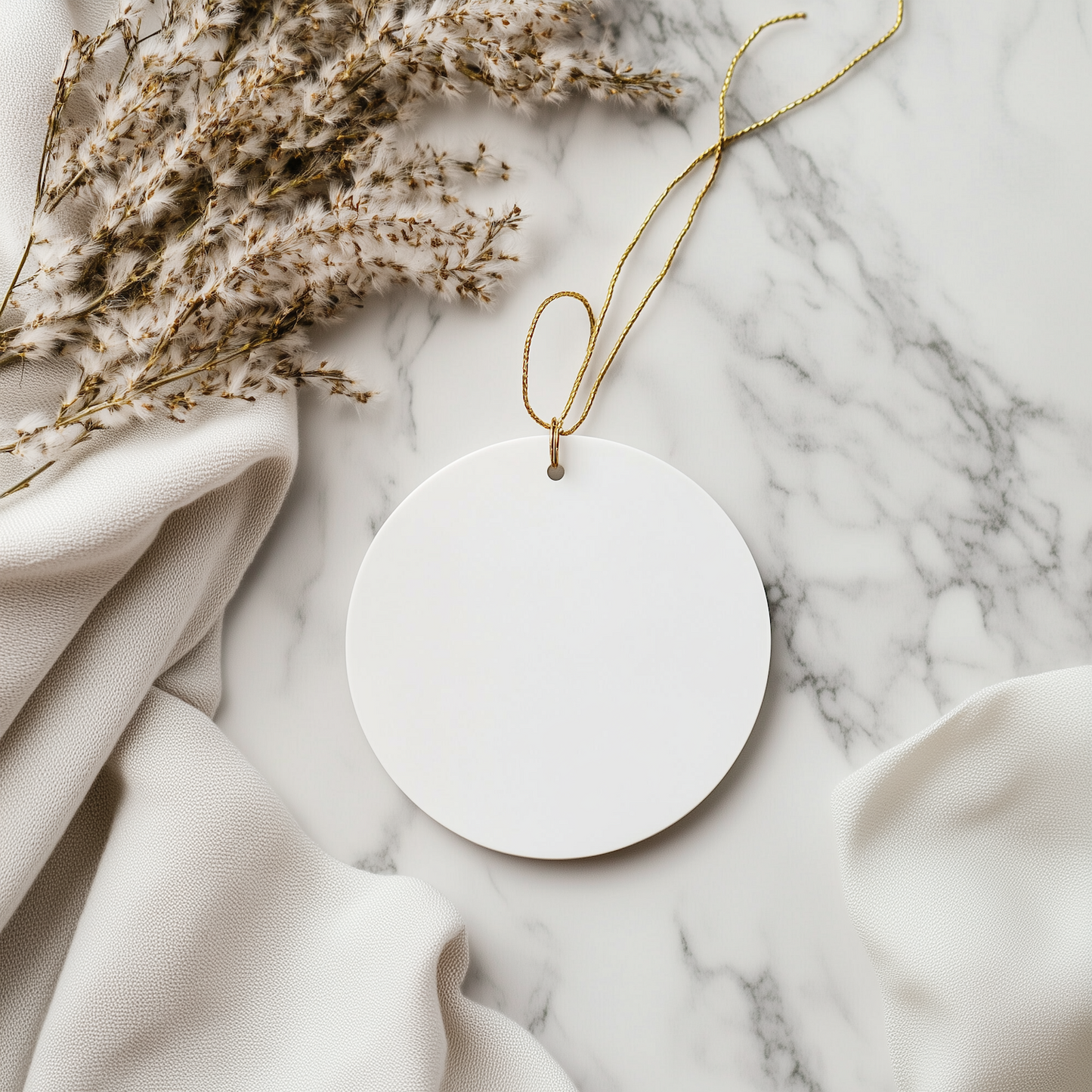 Gifts for Crocheting Enthusiasts - Eat. Sleep. Crocheting. Repeat. White Circle Ornament for Christmas - Image 4