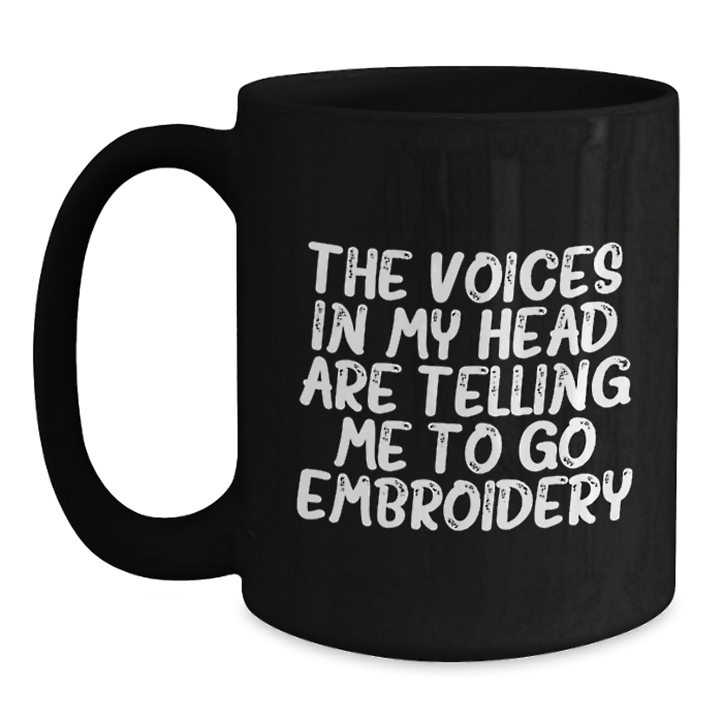 Funny Embroidery Gifts from Friends, Unique Black Coffee Mug for Embroidery Enthusiasts, Graduation Unique Gifts in Black - Main