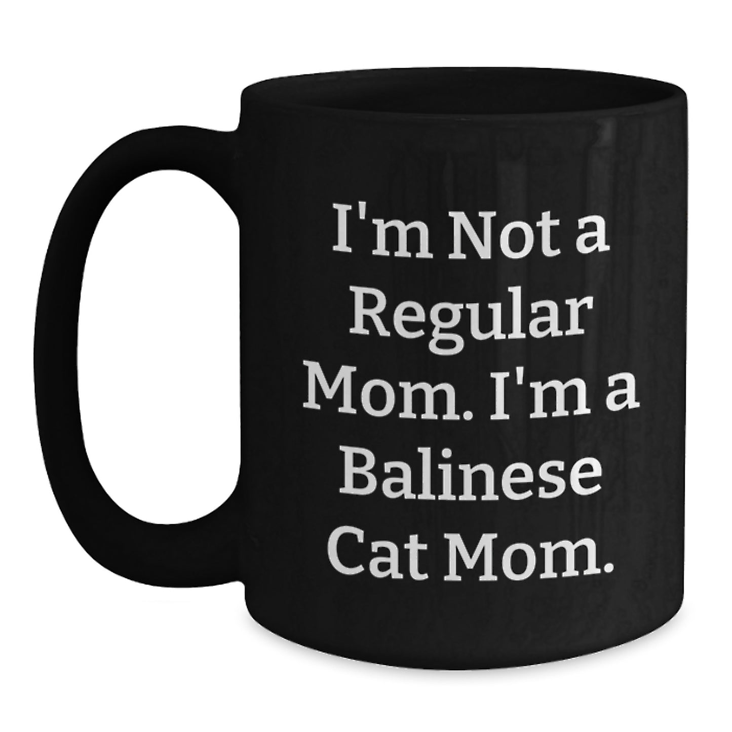 Balinese Cat Mom Gifts for Friends from Family, Funny Black Coffee Mug for Graduation Celebration - Main