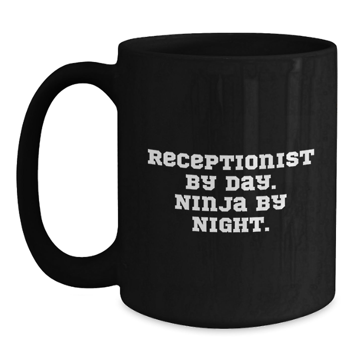 Receptionist Gifts, Black Coffee Mug, Funny Quote, Graduation Unique Gifts from Coworkers to Receptionist - Main