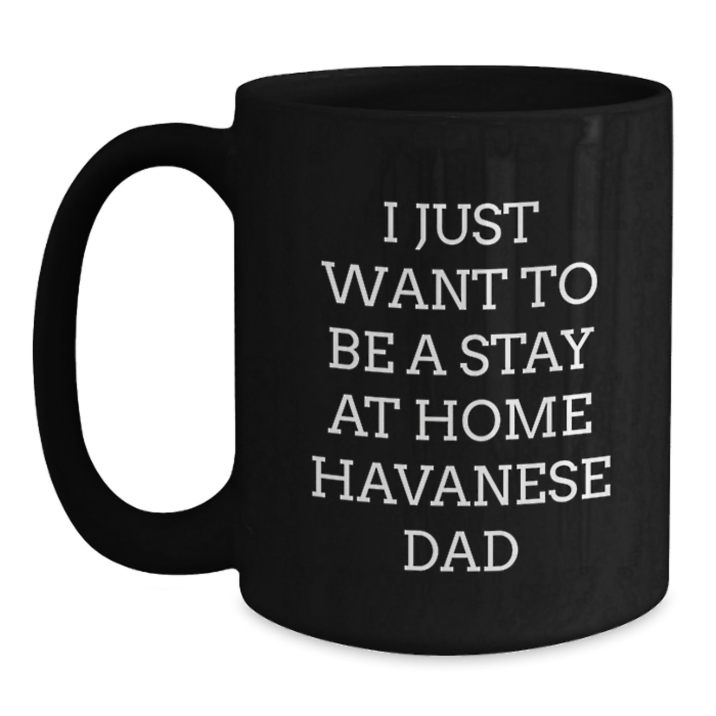 Funny Havanese Dog Gifts for Him, Black Coffee Mug with I Just Want To Be A Stay At Home Havanese Dad Quote, Perfect Graduation Gift from Dad to Friends, Family, or Coworkers - Main