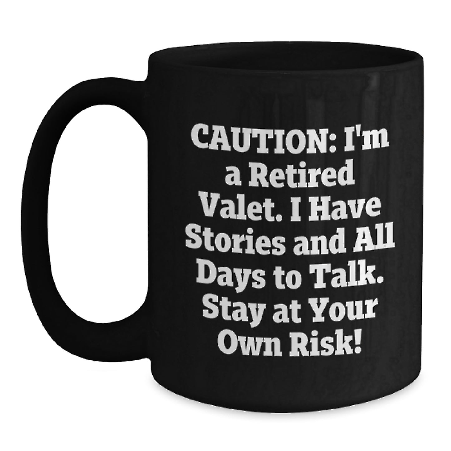 Funny Valet Gifts, Retirement Storytelling Black Coffee Mug, Gifts from Men to Friends, Birthday Unique Gifts for Him - Main