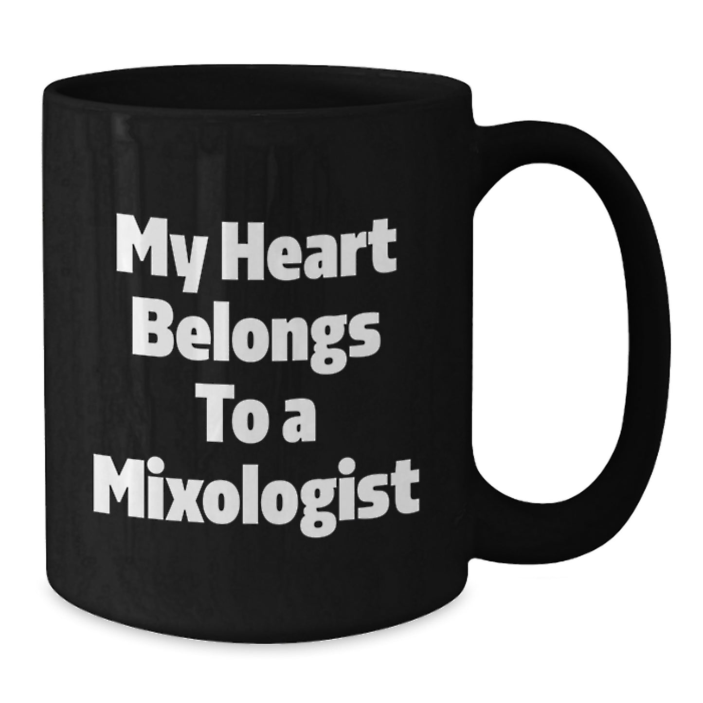 Funny Mixologist Gifts for Him or Her, 'My Heart Belongs To A Mixologist' Black Coffee Mug, Perfect Graduation Unique Gifts from Friends to Coworkers - Additional