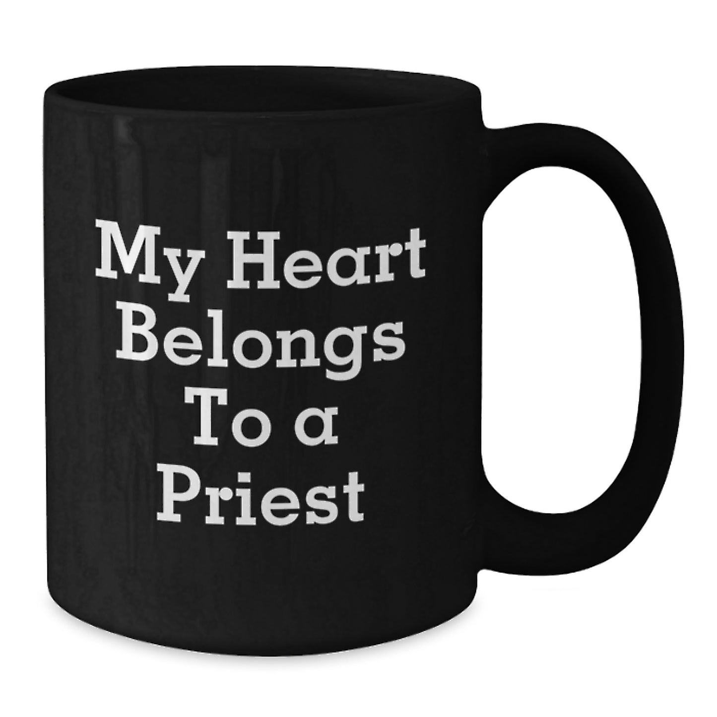 Funny Priest Gifts, My Heart Belongs To A Priest, Black Coffee Mug for Graduation, Gifts from Friends for Priest, 15oz - Additional