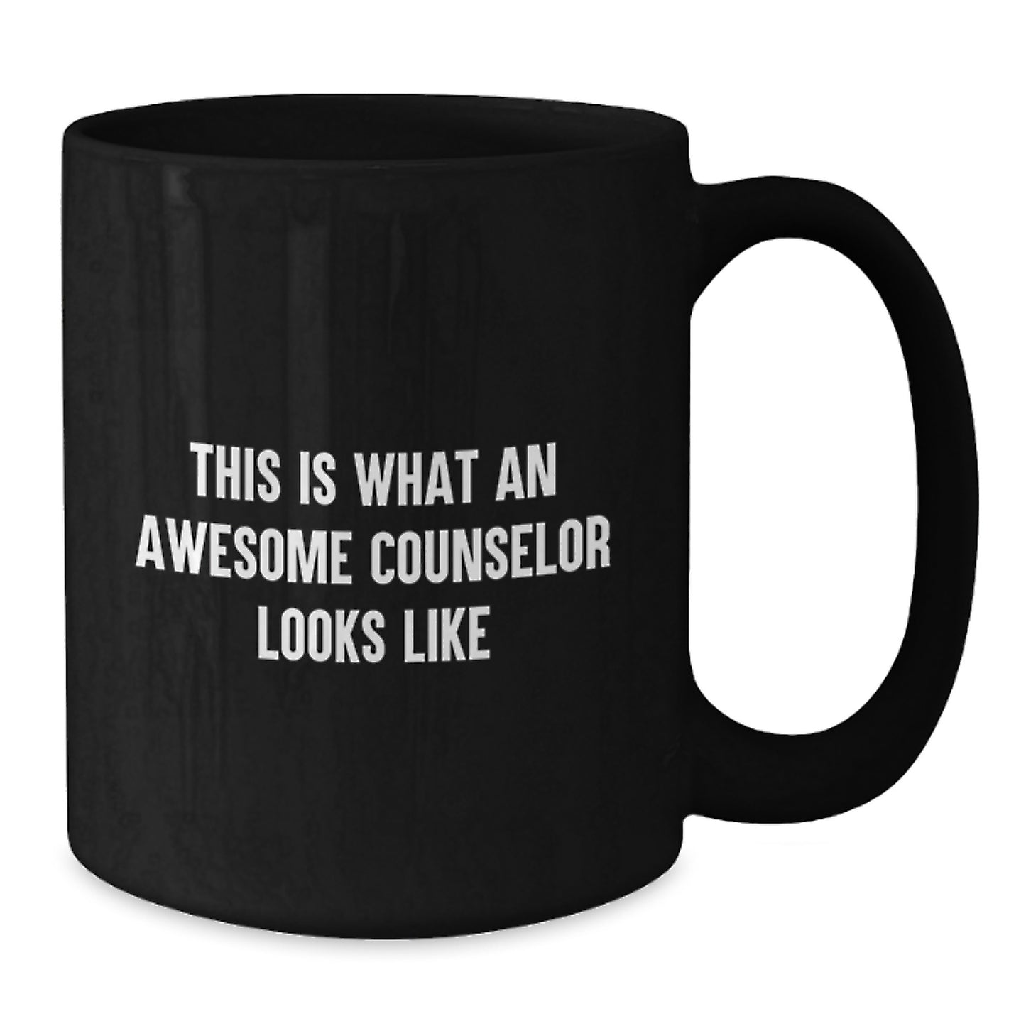 Funny Counselor Gifts from Friends for Birthday - 'This Is What An Awesome Counselor Looks Like' Black Coffee Mug, Gifts for Counselor, 11oz or 15oz, Microwave and Dishwasher Safe - Additional