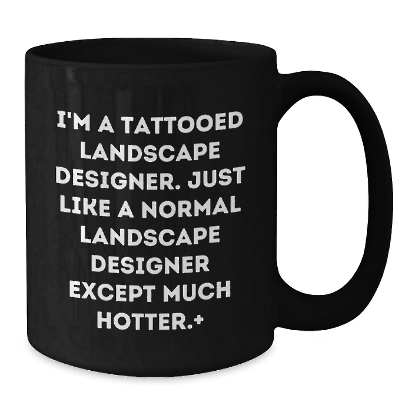 Funny Landscape Designer Gifts from Men to Friends, Unique Graduation Mugs for Women, I'm A Tattooed Landscape Designer, Except Much Hotter, Black Coffee Mug - Additional