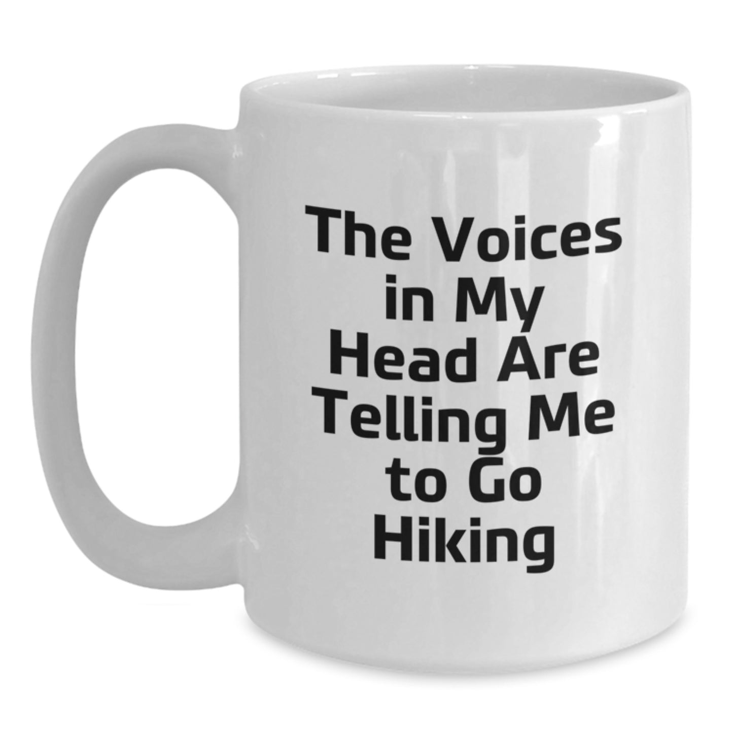 Hiking Humor Gifts from Friends, Funny White Coffee Mug for Hiking Enthusiasts, Graduation Unique Gifts with 'The Voices In My Head Are Telling Me To Go Hiking' Quote - Main