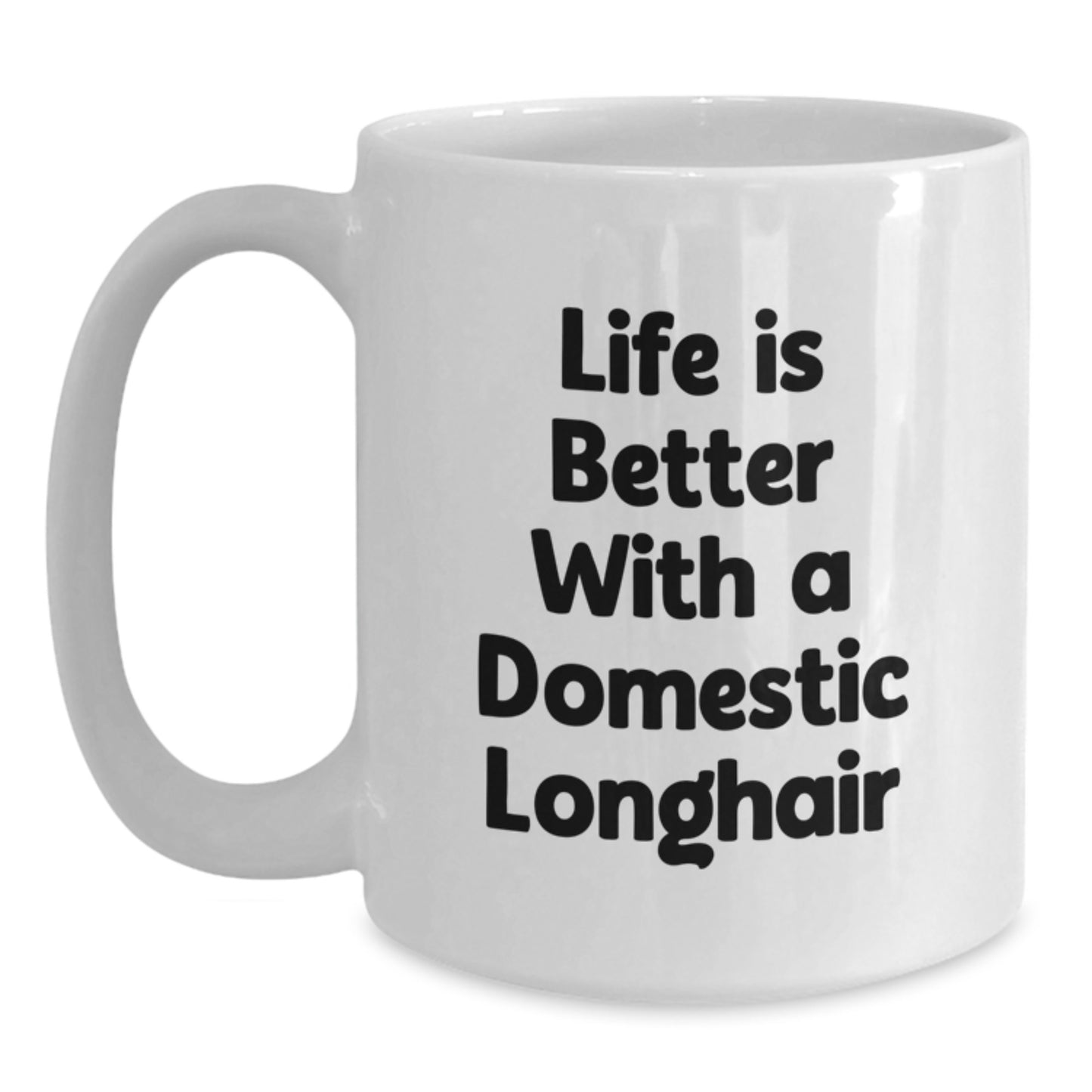 Funny Domestic Longhair Cat Gifts from Friends for Graduation Unique Gifts - White Coffee Mug - Main