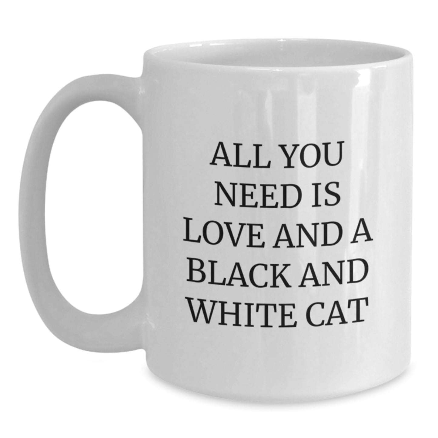Funny Black and White Cat Love Gifts from Family to Friends - White Coffee Mug, All You Need Is Love And A Black And White Cat, Birthday Unique Gifts - Main