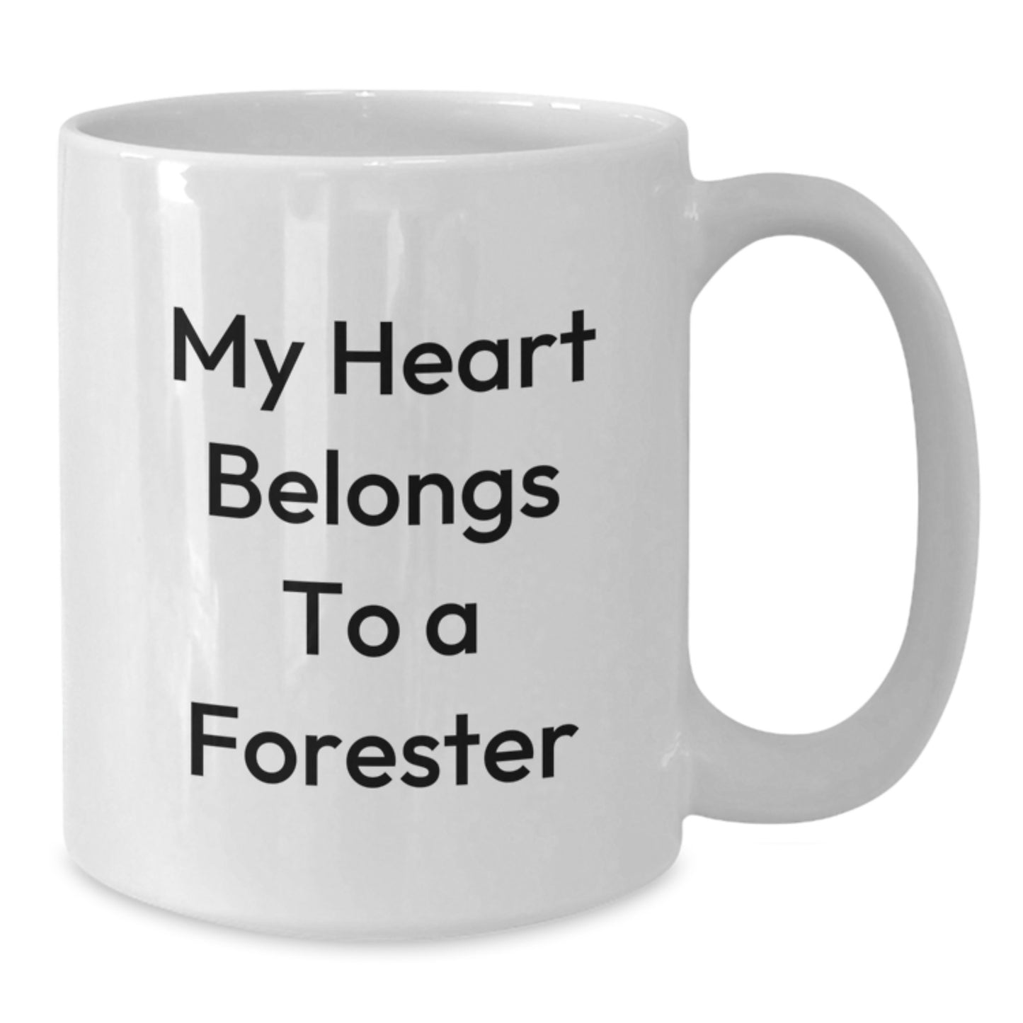 Funny Forester Gifts for Men from Friends, Unique White Coffee Mug for Graduation, 'My Heart Belongs To A Forester' - Additional