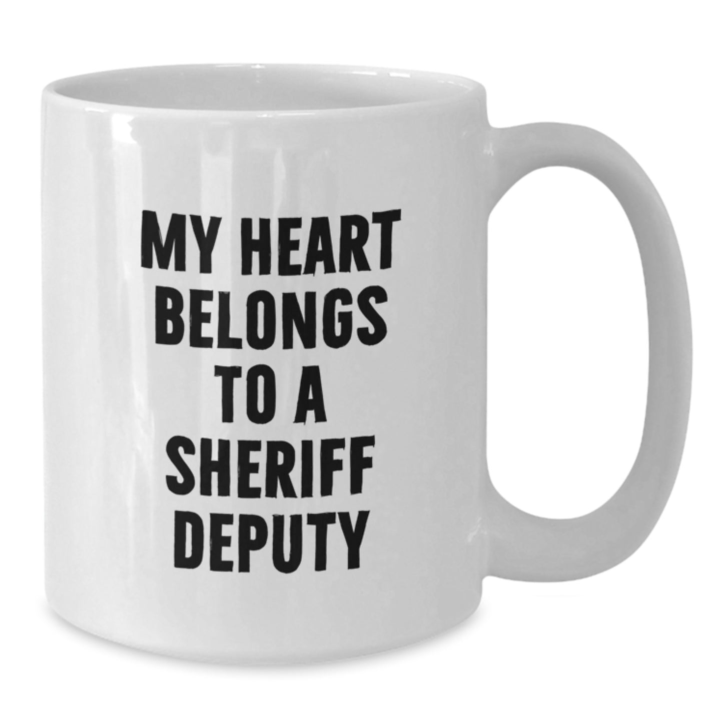 Funny Sheriff Deputy Gifts from Family, 'My Heart Belongs To A Sheriff Deputy' White Coffee Mug for Graduation, Unique Sheriff Deputy Gifts - Additional