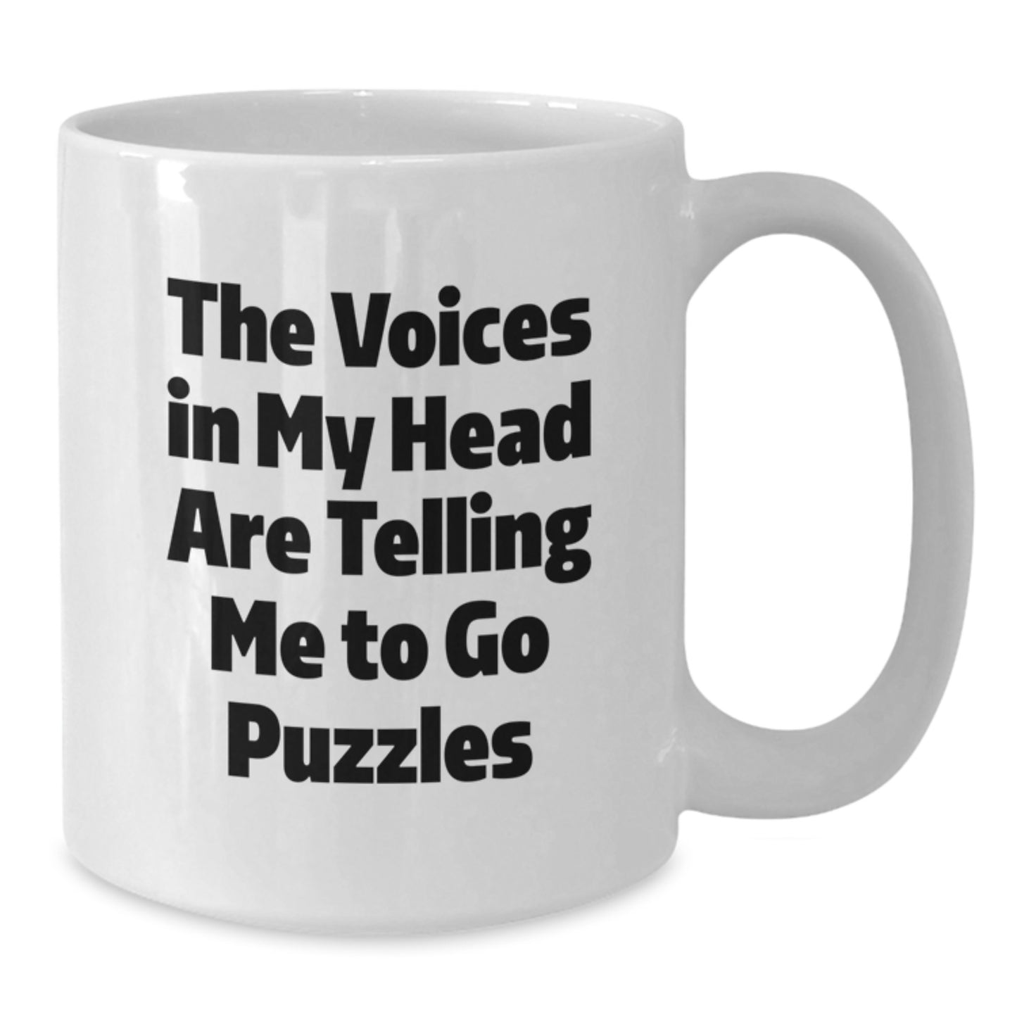 Funny Puzzles Gifts for Graduation, White Coffee Mug with Quirky Quote 'The Voices In My Head Are Telling Me To Go Puzzles' from Friends, Family, or Coworkers - Additional