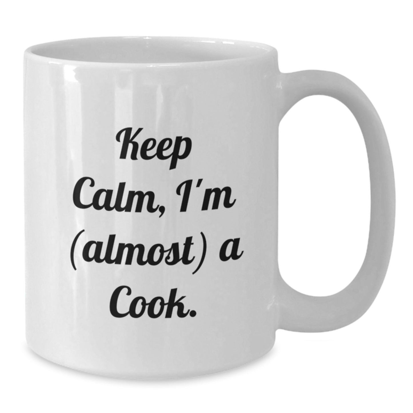 Funny Keep Calm Cook Gifts from Family to Friends Graduation Unique White Coffee Mugs, 'I'm (almost) A Cook.' - Additional