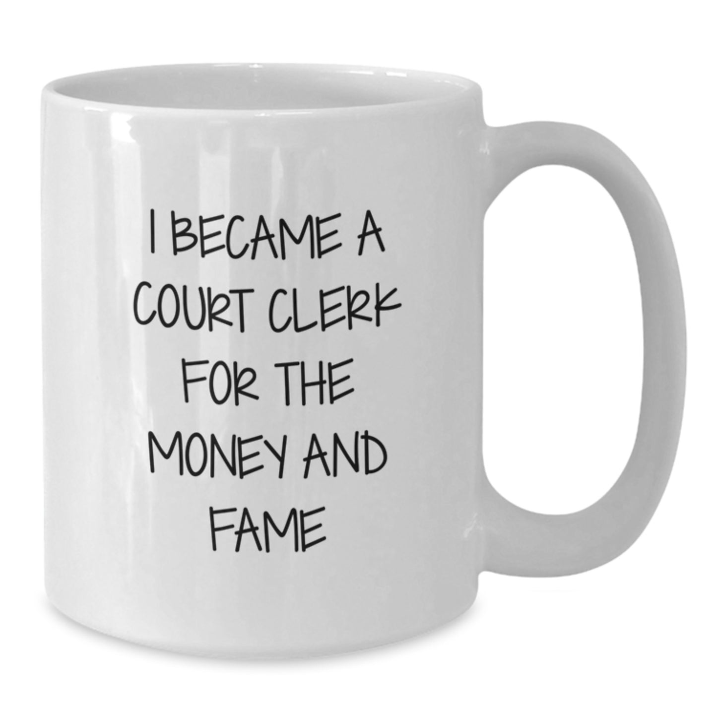 Funny Court Clerk Gifts from Friends for Graduation Unique Court Clerk White Coffee Mug I Became A Court Clerk For The Money And Fame - Additional