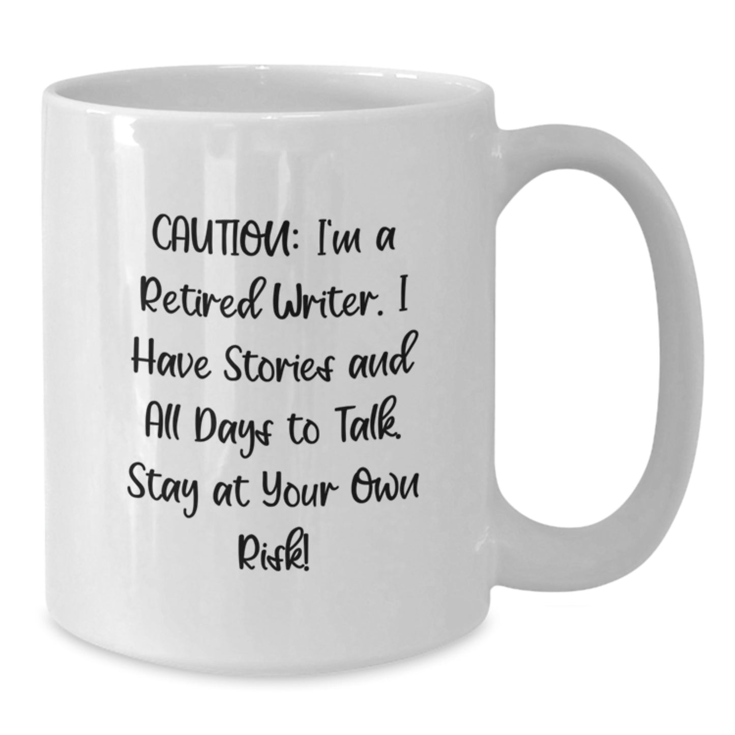 Writer's Warning Funny Gift from Friends for Men Birthday Unique White Coffee Mug, Stay At Your Own Risk!, Perfect for Writers, 11oz or 15oz Capacity, Ceramic, Microwave, and Dishwasher Safe - Additional