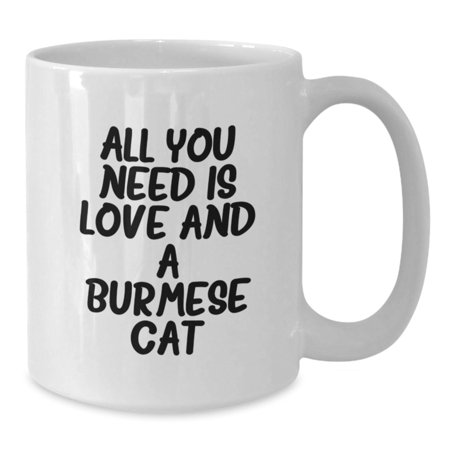 Funny Burmese Cat Lovers Gifts from Family to Friends, White Coffee Mug for Birthday, All You Need Is Love And A Burmese Cat - Additional