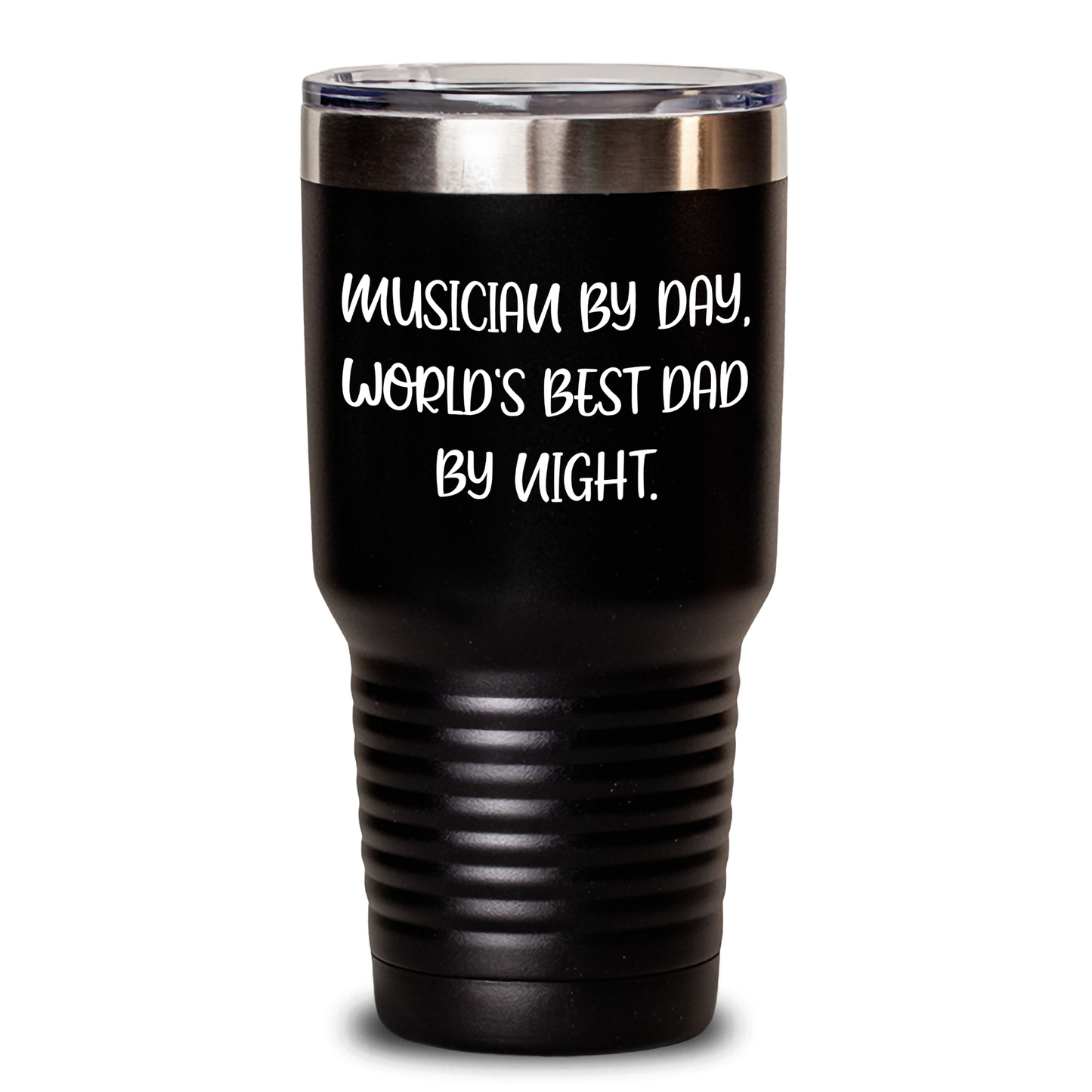 Musician By Day Funny Gifts for Him Tumbler, Stainless Steel 20oz/30oz Vacuum Insulated with Lid, Gifts from Dad to Musician on Father's Day - 'Musician By Day, World's Best Dad By Night.' - Main