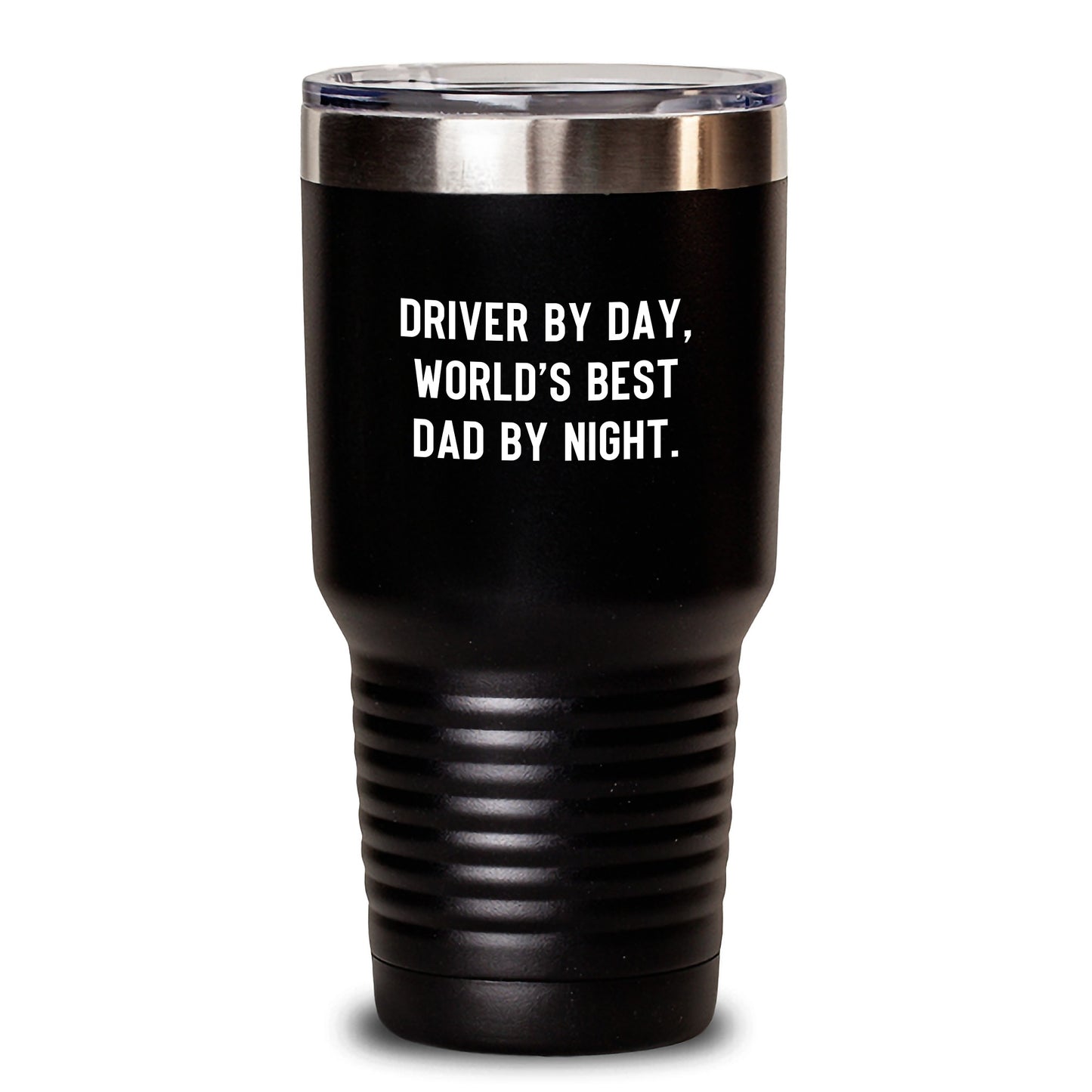 Driver Gifts from Men - Driver By Day, World's Best Dad By Night. Funny Graduation Tumbler - 20oz or 30oz Capacity - Main