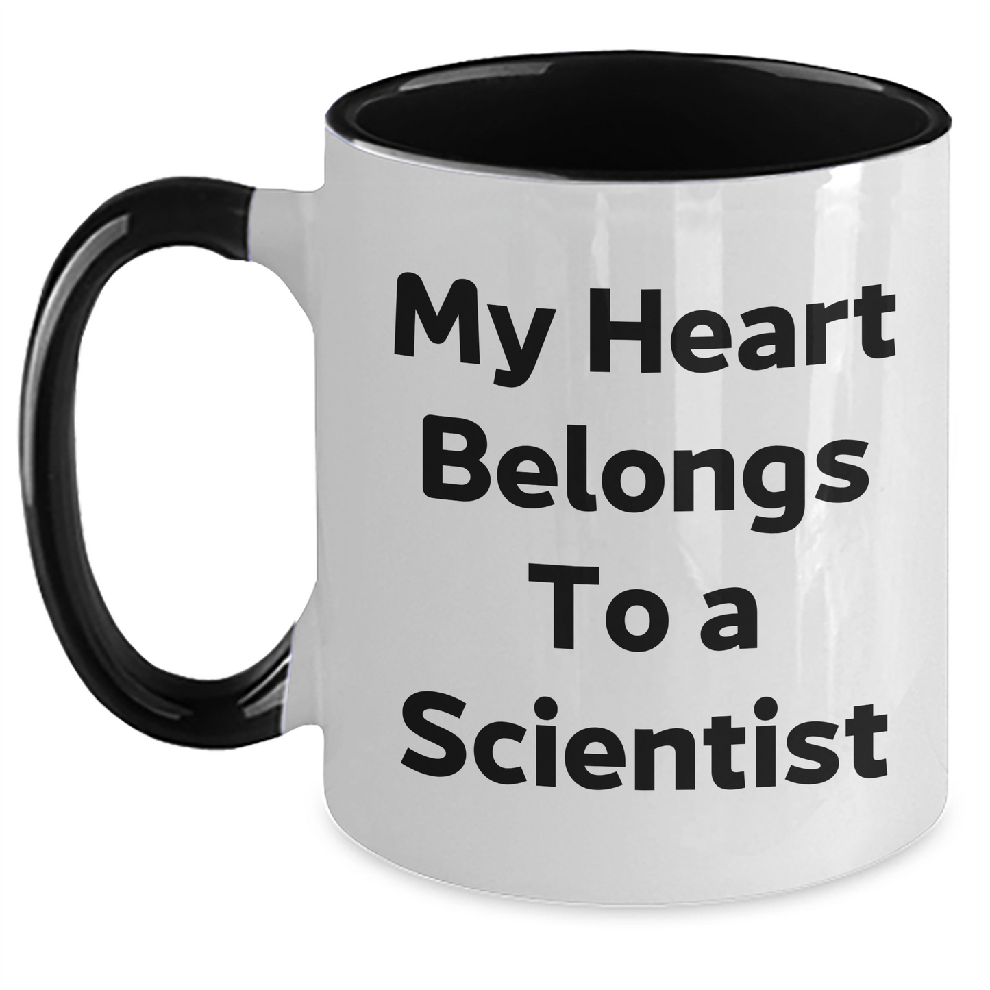 Funny Scientist Gifts, My Heart Belongs To A Scientist Two Tone Coffee Mug, Graduation Unique Gifts from Men to Scientist Friends - Main