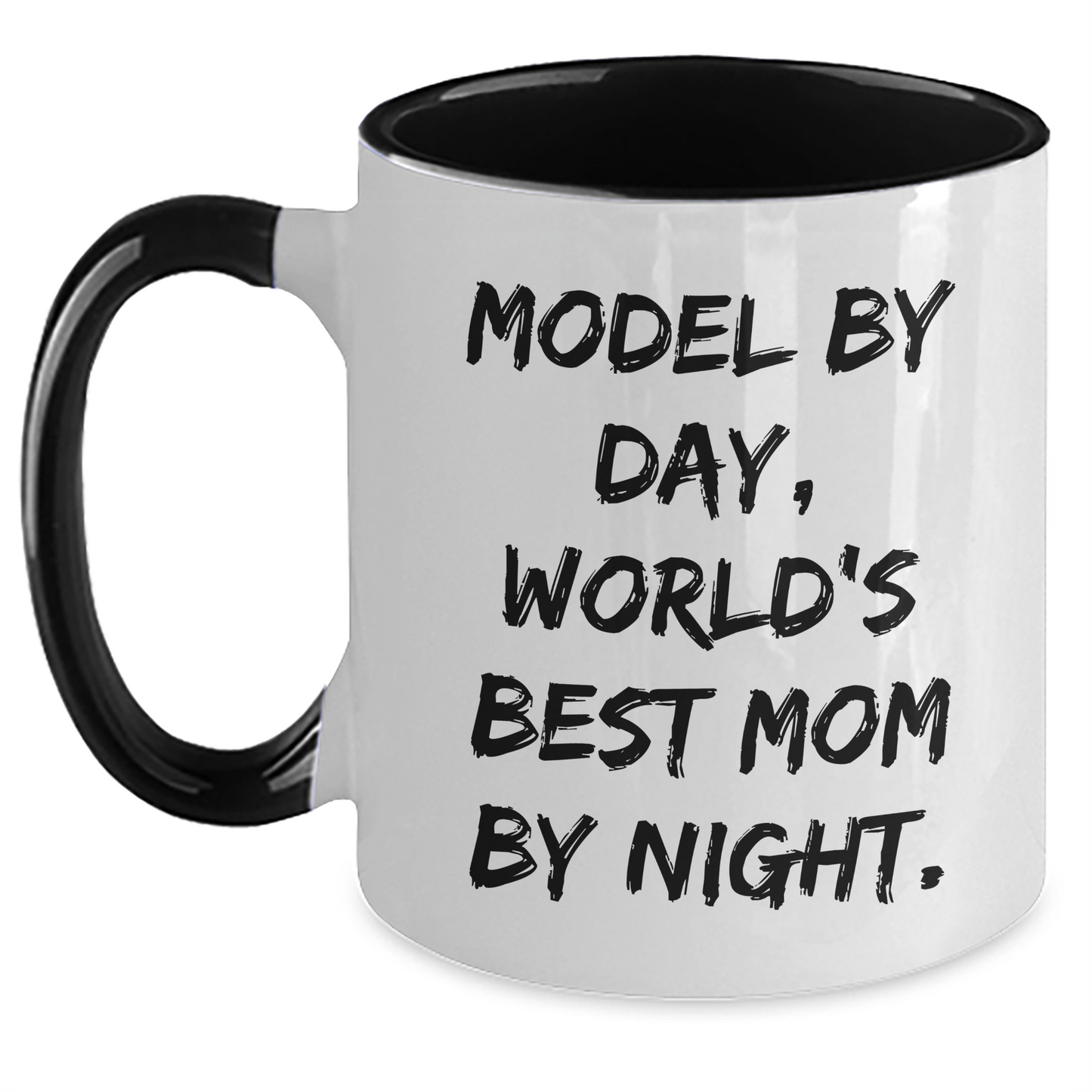 Funny Model Gifts from Mom - Model By Day, World's Best Mom By Night. Two Tone Coffee Mug for Graduation - Main