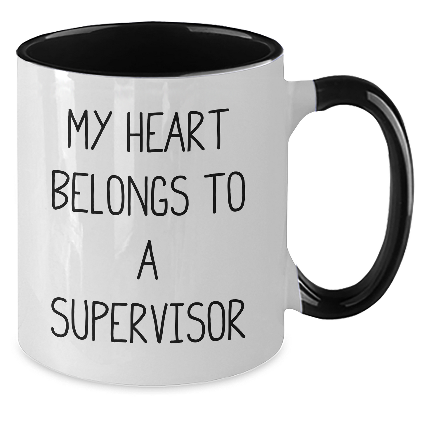 Funny Supervisor Gifts, My Heart Belongs To A Supervisor Two Tone Coffee Mugs, Graduation Unique Gifts from Friends, Coworkers, Family - Additional